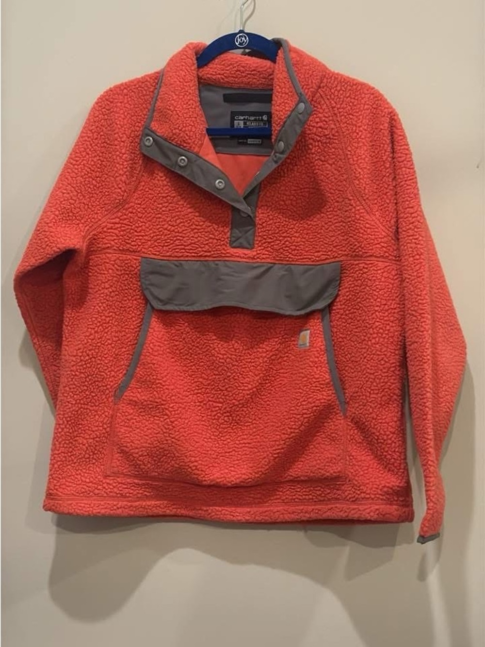 Carhartt Kids Coral Sherpa Pullover with Gray Trim